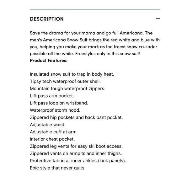 Tipsy Elves MEN'S AMERICANA SNOW SUIT
Men’s small - Picture 4 of 14